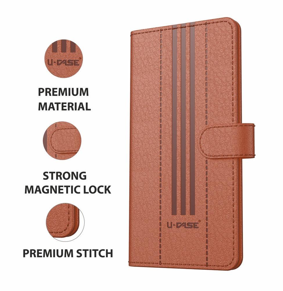 U-CASE Flip Cover for Redmi Note 13 Pro Plus Vegan Foldable Stand & Pocket Magnetic Closure - Aibex
